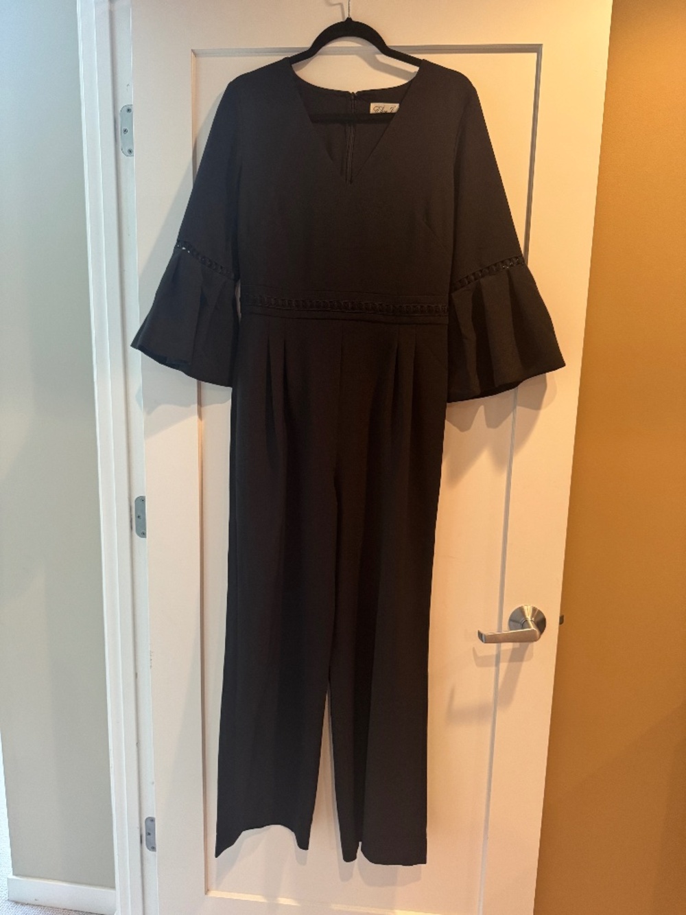 Eliza J Bell Sleeve Wide Leg Black Jumpsuit Size 12P